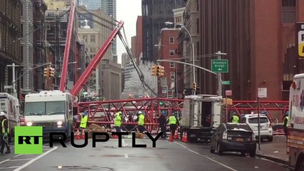 Une grue géante s’écroule en plein centre-ville de New York (filmée par l’app Ruptly stringer)