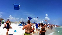 Blue Angels Low Flyby Sends Beach Umbrellas Flying