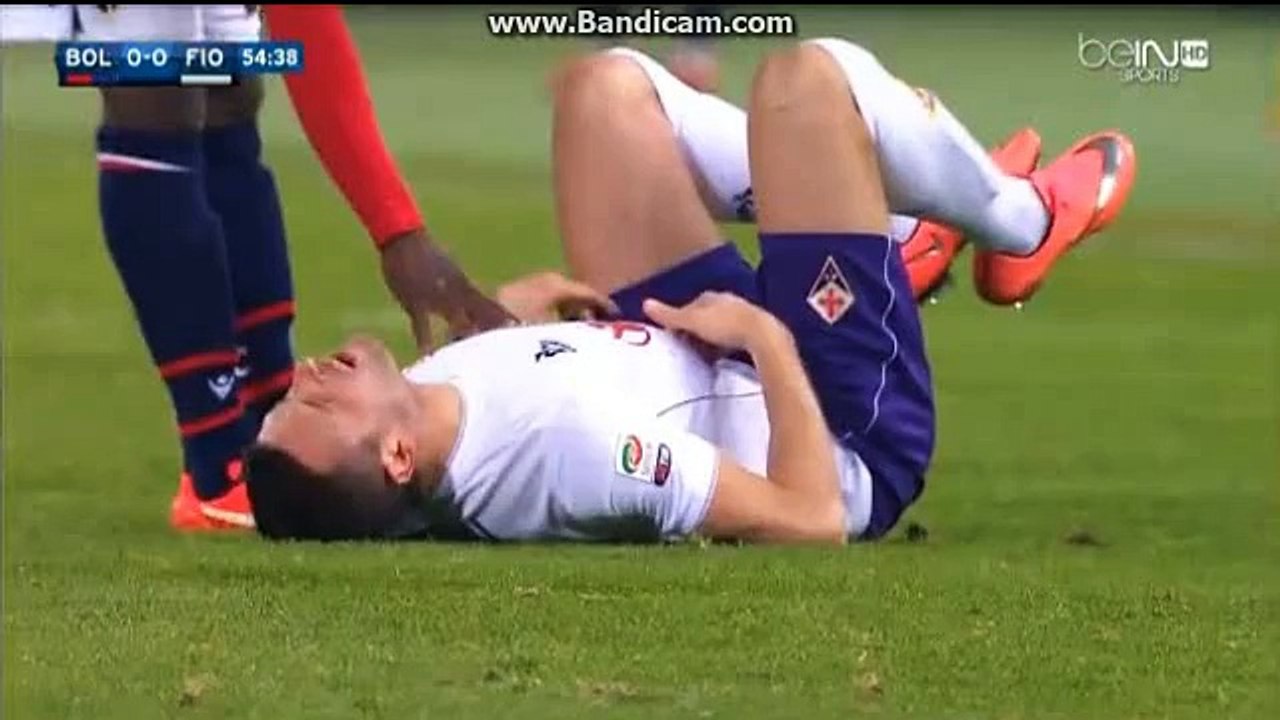 donsah horror faul 0-0 bologna vs fiorentina 06-02-2016