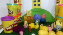 Spongebob barbie minions peppa pig play doh surprise eggs #peppapig