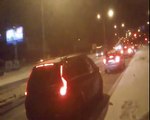 Oblodzona ulica Łostowicka w Gdańsku. Atak zimy 12.01.2014 nieprzejezdna droga Zima Gdańsk
