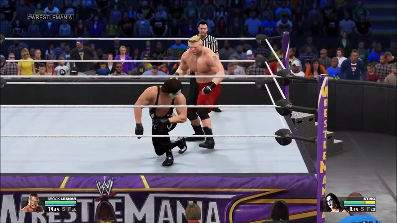 Sting vs Brock Lesnar-Wrestlemania 32 (No Holds Barred Match!)