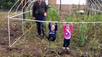 was raised with hands, up 1 year old child