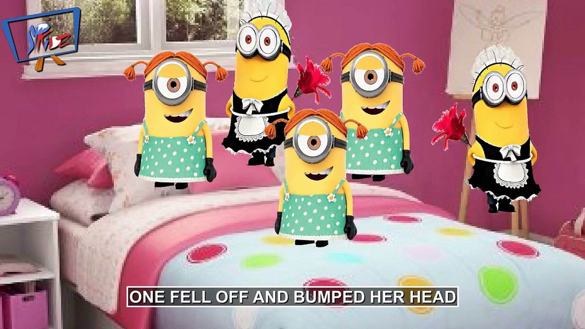 Five little minions jumping on the bed - Dailymotion Video