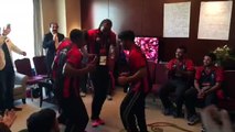 Opening ceremoney warm up smile emoticon. Chris Gayle in happy mood! Ready for