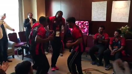 Opening ceremoney warm up smile emoticon. Chris Gayle in happy mood! Ready for