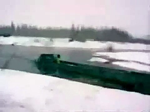Russian truck Ural in deep water