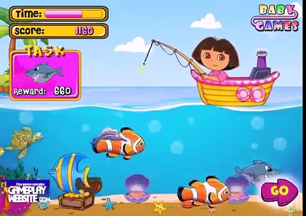 Dora the Explorer Fishing gameplay Dora and Diego new video games baby games 4LlAbkcW4Bc
