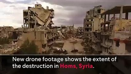 New drone footage show the world the crumbling streets of Homs, Syria