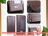 Pdncase Funda de Piel Genuina para Huawei Honor 6 Wallet Case Cover - Marrón Oscuro