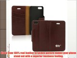 Pdncase Funda de Piel Genuina para iphone 5s Wallet case cover Color Marrón