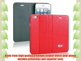 Pdncase Funda de Piel Genuina para iphone 6 Wallet Case Cover - Rojo