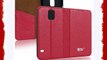 Pdncase Funda de Piel Genuina para Samsung Galaxy S5 Wallet case cover Color Rosa