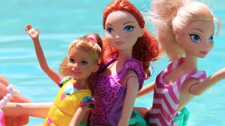 SHARK ATTACK Barbie Sisters Wave Ride + Elsas Frozen Kids Alex, Disney Princess Merida, M