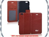 PDNCASE iPhone 6 Case Genuine Leather Wallet Style Lychee Pattern Funda Carcasa de Cuero para