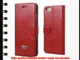 PDNCASE iPhone 6 Case Premium Leather Wallet Style Funda de Cuero para iPhone 6 Color Marrón