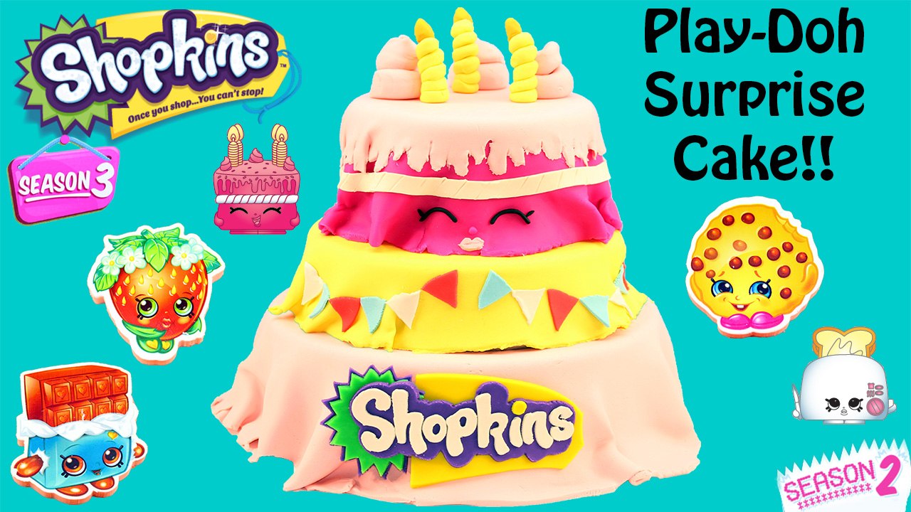 HUGE Wishes Shopkins Play Doh Cake - Shopkins Erasers, Collector Cards, Plush, Micro Lites, Baskets