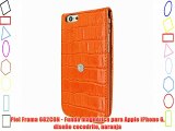 Piel Frama 682CON - Funda magnética para Apple iPhone 6 diseño cocodrilo naranja