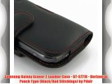 Samsung Galaxy Xcover 2 Leather Case - GT-S7710 - Horizontal Pouch Type (Black/Red Stitchings)