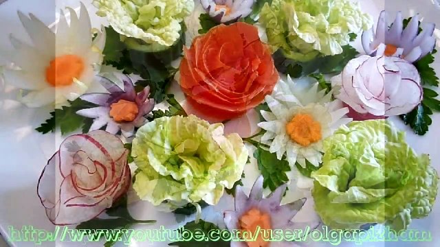 Цветы из капусты. Украшения из овощей. Decoration Of Vegetables. Flowers of cabbage