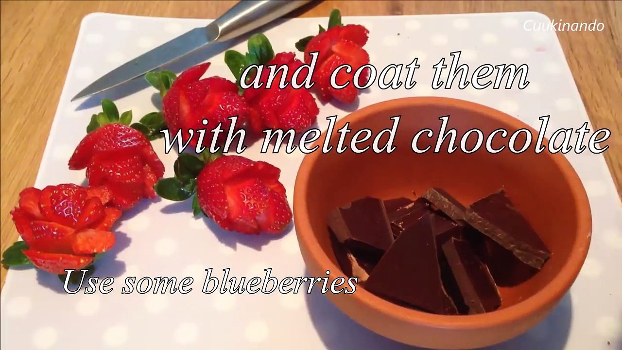 Strawberries bouquet, how to make strawberries roses