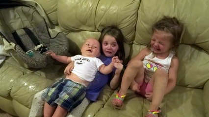Sisters Cute and Funny Reaction to Baby Growing Up