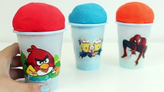 Play Doh Ice Cream Cone Surprise Eggs Minions Spiderman Angry Birds