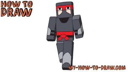 How to draw a Minecraft Ninja - Easy step-by-step drawing tutorial