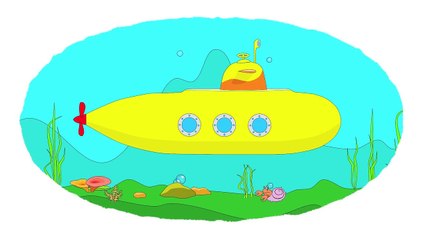 Zeichentrick Malbuch. Farben lernen – Wasserfahrzeuge: Motorboot, Schiff, U Boot