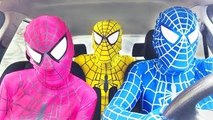 Blue Spiderman w/ Pink Spidergirl Dancing in a Car - Superhero Funny Movie in Real Life