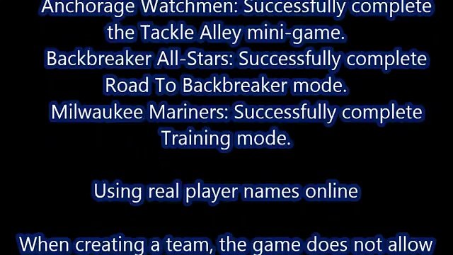 Backbreaker Cheats, Unlockables, Achievements XBOX 360
