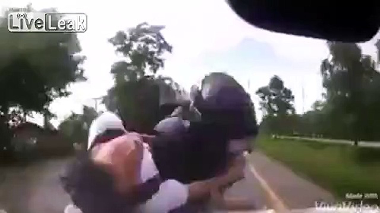 Two students on Scooter get Nasty hit from Car