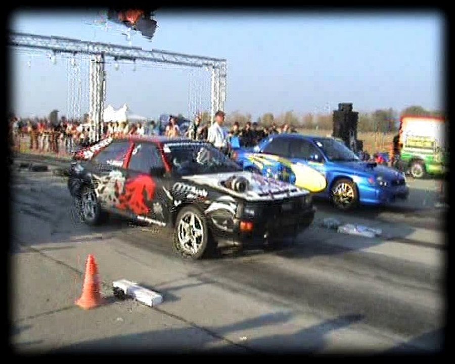 Audi 80 Coupe Quattro Turbo Vs. Subaru Impreza WRX STI Drag Race