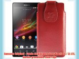 Suncase Original - Funda de piel para Sony Xperia ZL / ZL LTE diseño granulado color rojo