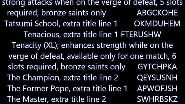 Saint Seiya Brave Soldiers Cheats, Cheat Codes, Passwords, How to Unlock Hydra Ichi, Unicorn Jabu &