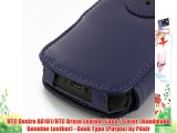 HTC Desire A8181/HTC Bravo Leather Case / Cover (Handmade Genuine Leather) - Book Type (Purple)