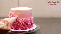 Swirl Buttercream Rosettes Cake - PASTEL DE ROSAS