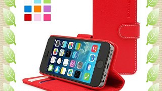 Snugg - Carcasa de cuero (PU) con tapa para iPhone 5/ 5s color rojo