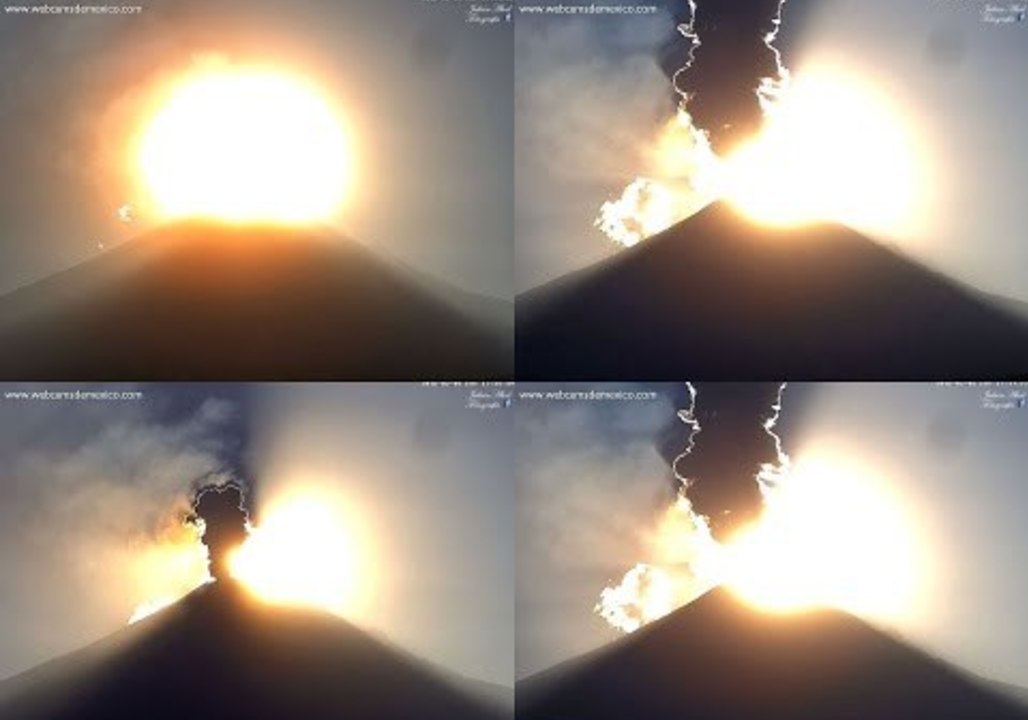 Smoke and Ash Spews From Mexico's Sunlit Popocatepetl Volcano