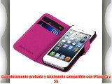 JAMMYLIZARD | Funda De Piel G10 Para iPhone 5 y5S Ultra Fina Tipo Cartera Wallet Case ROSA