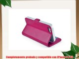 JAMMYLIZARD | Funda De Piel Para iPhone 5 y 5S Tipo Cartera Luxury Wallet Case FUCSIA