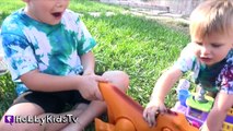 Little People Zoo Train SURPRISE Toys! Imaginext T-Rex EATS Batman   Kinder Egg HobbyKidsT