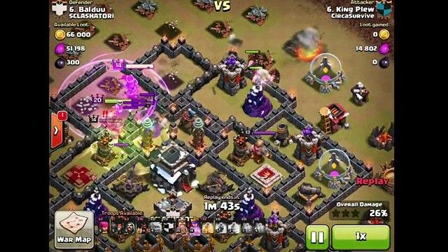 TH9 3-Star War Attack Strategy - How To Use Golems + Hog Riders