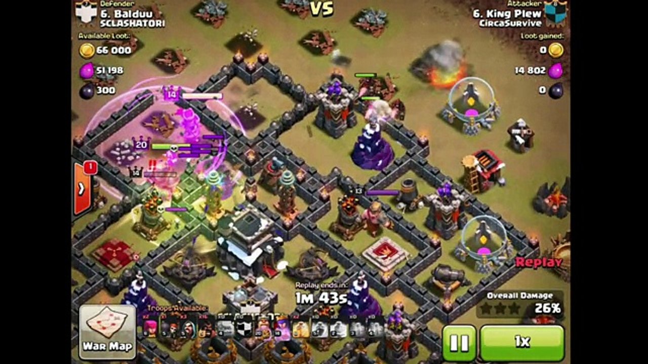 TH9 3-Star War Attack Strategy - How To Use Golems + Hog Riders