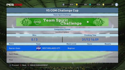 PS4 - PES - Team Spirit Challenge - Quarter Final vs West Midlands City