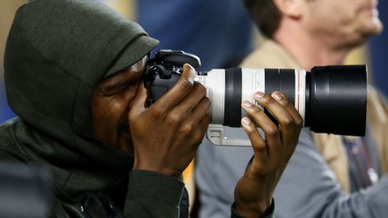 Kevin Durant On Super Bowl Sidelines As Photographer