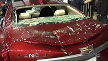 J&J Security's destroyed Cadillac is towed out of the arena- Raw Fallout