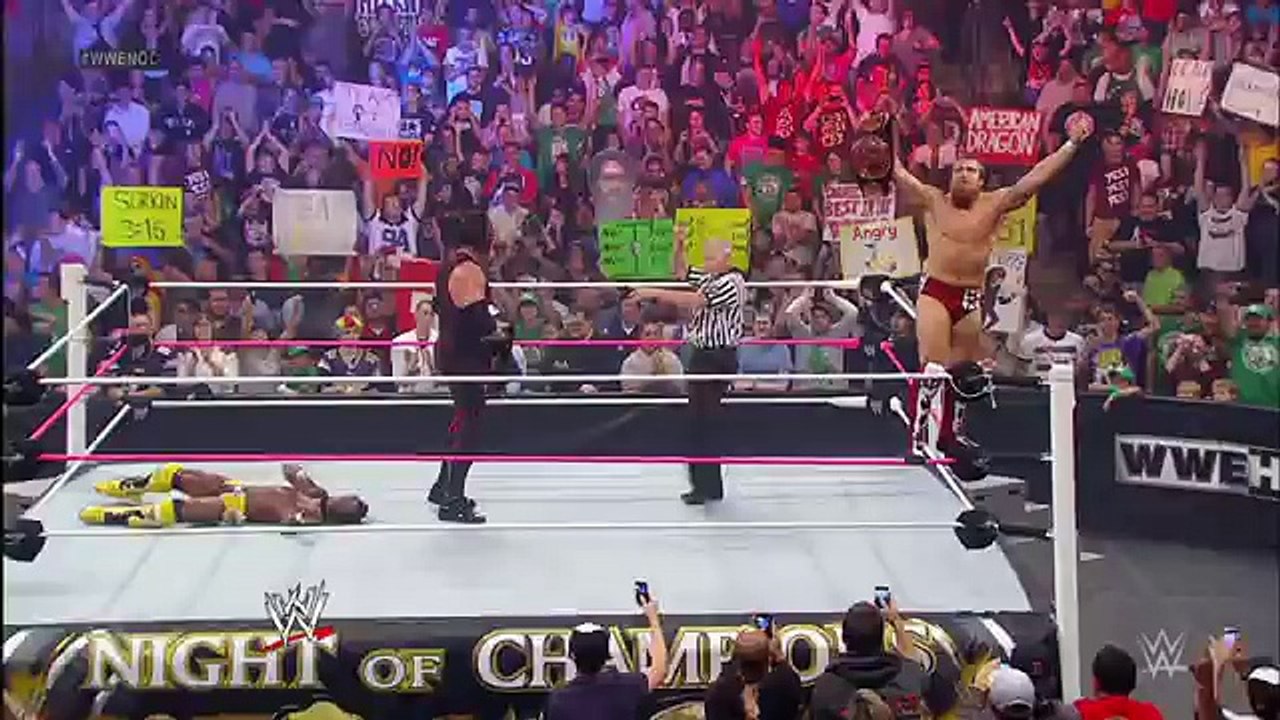 Team Hell No wins the WWE Tag Team Championships- Night of Champions 2012