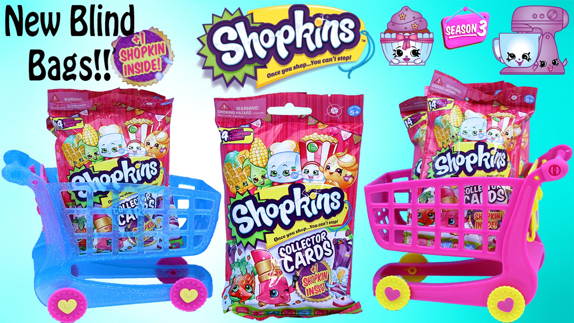Shopkins Season 3 Glitter Shopping Baskets & Bags Bundle 