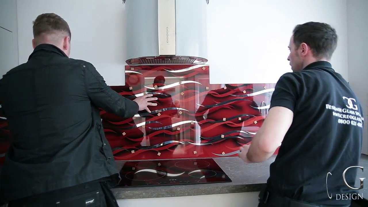 Mirror Waves Glass Kitchen Splashback - CreoGlass